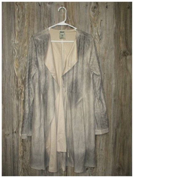 Vocal Grey Brown Faux Suede Lace Bell Slv Cardigan Jacket Size XL Fairy Grung - Picture 14 of 15